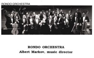 A black and white photo of the rondo orchestra